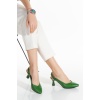 Kadın Zümrüt Yeşil Arkası Açık İnce Topuklu Günlük Ayakkabı