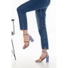 Kadın Mavi Kalın Yüksek Topuklu Biyeli Ayakkabı