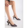 Kadın Yazlık 7 cm İnce Topuklu Günlük Ayakkabı Siyah