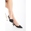 Kadın Saten 3 cm İnce Topuklu Günlük Ayakkabı Siyah