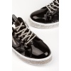 Kadın Özel Üretim Taşlı Bağcık Spor Ayakkabı Siyah