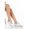 Kadın Özel Üretim Taşlı Bağcık Spor Ayakkabı Beyaz