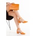 Kadın Turuncu Karnıyarık Kısa Topuklu Ayakkabı Çanta Takımı