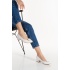 Kadın Beyaz Suni Deri Kısa Topuklu Stiletto Tokalı