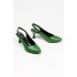 Kadın Zümrüt Yeşil Arkası Açık İnce Topuklu Günlük Ayakkabı