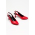 Kadın Kırmızı Arkası Açık İnce Topuklu Günlük Ayakkabı
