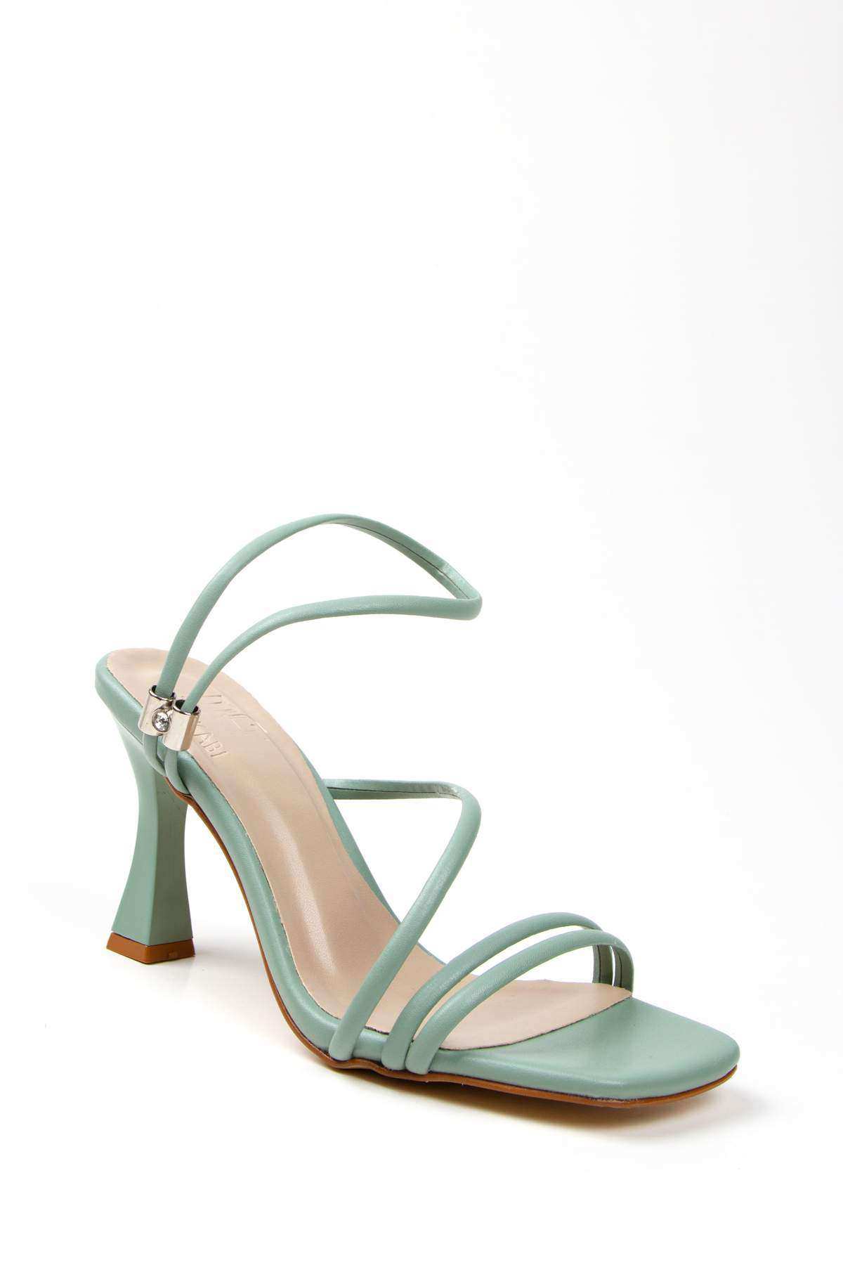 Kadın Yazlık Yeşil Suni Deri Topuklu Ayakkabı