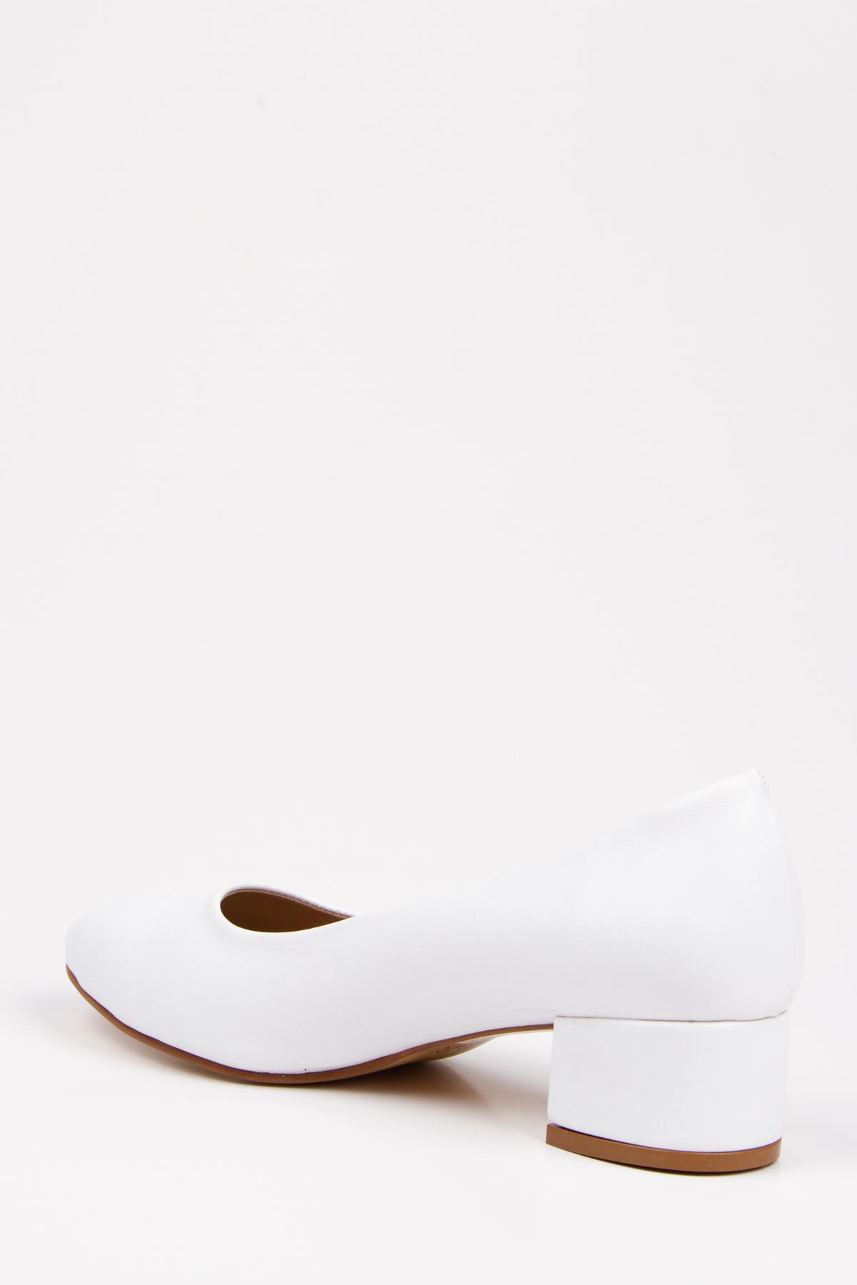 Kadın Beyaz Kısa Topuklu Stiletto Ayakkabı Çanta Takımı