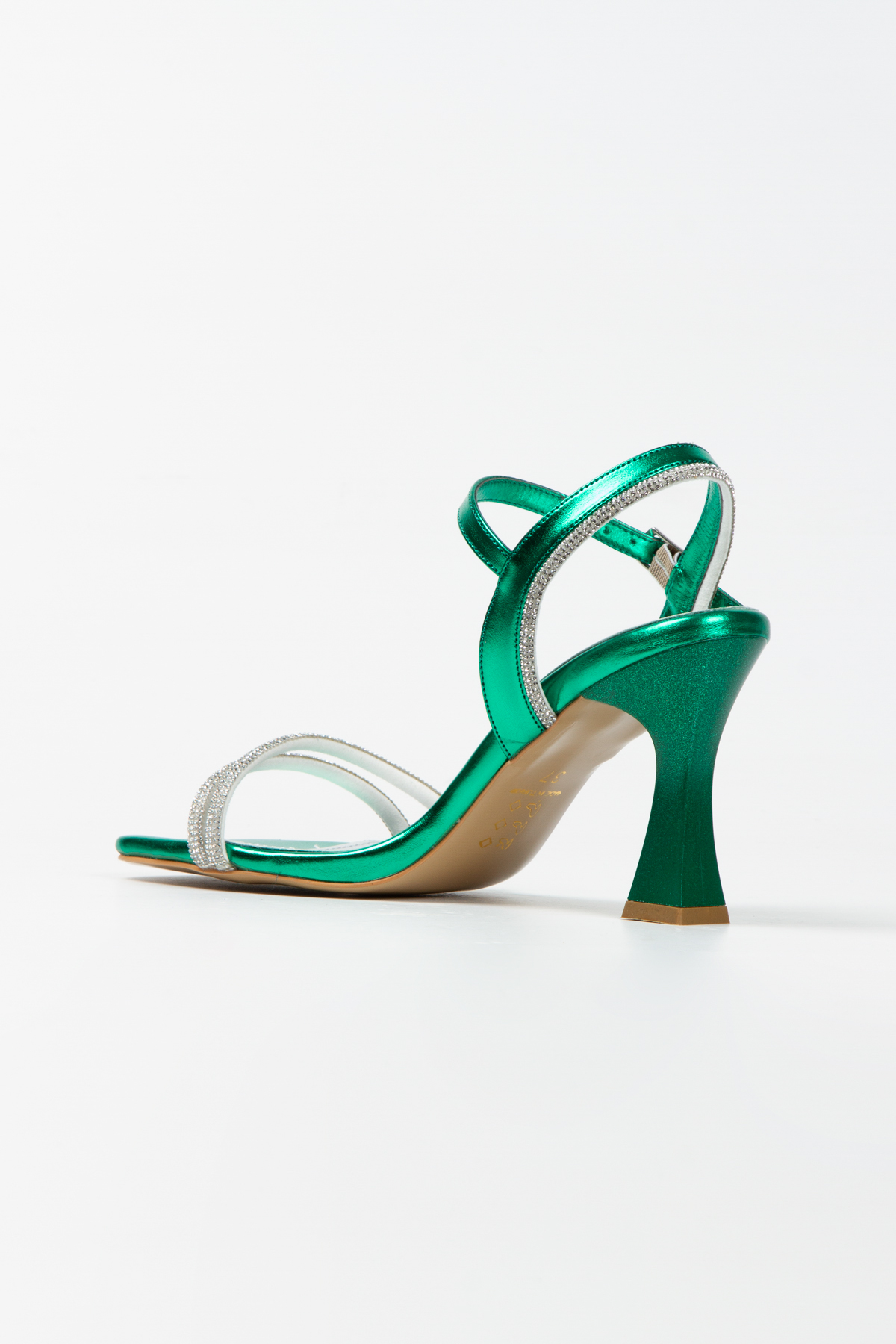 Kadın Yeşil Taş İşlemeli İnce Topuklu Abiye Ayakkabı