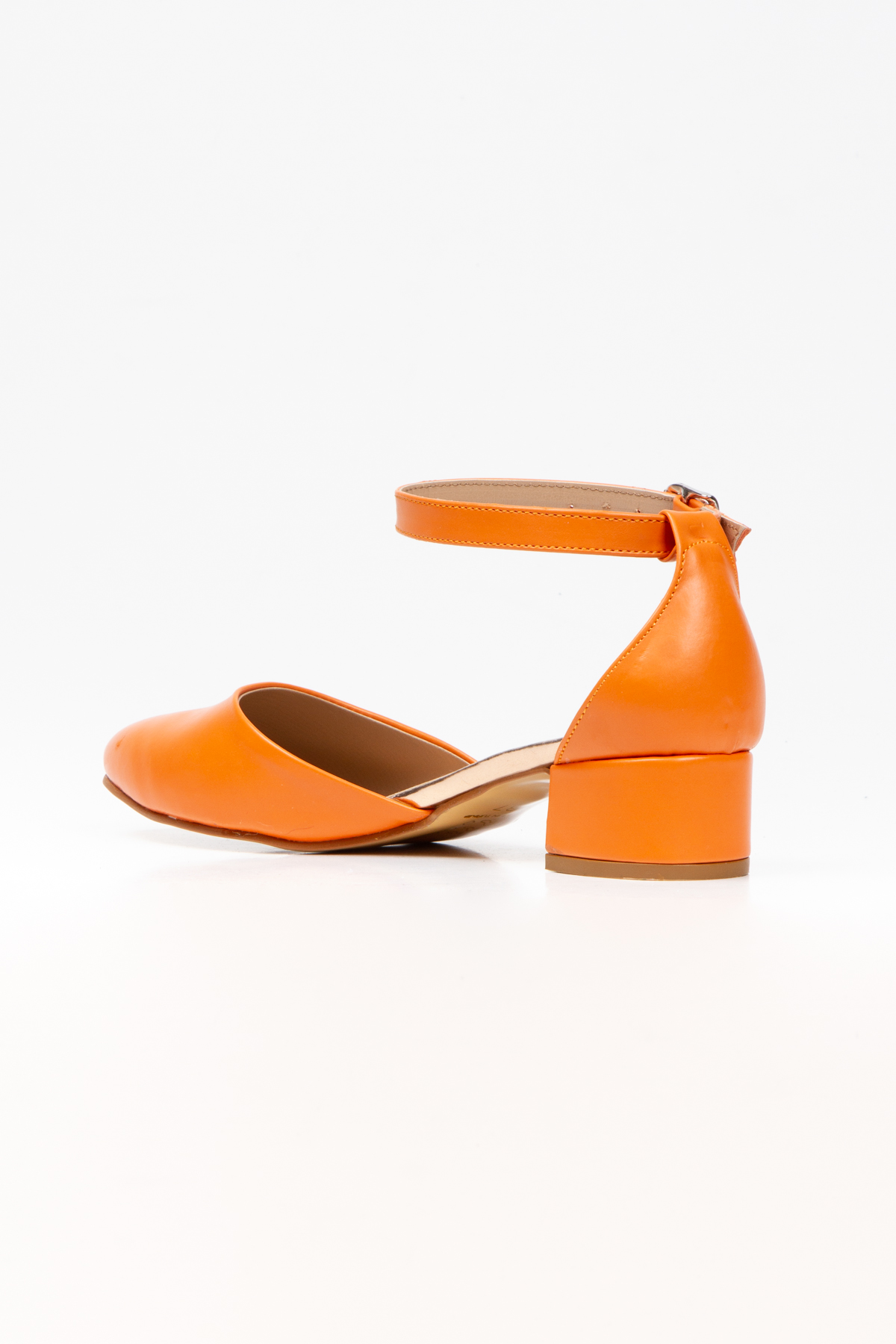 Kadın Turuncu Karnıyarık Kısa Topuklu Ayakkabı Çanta Takımı