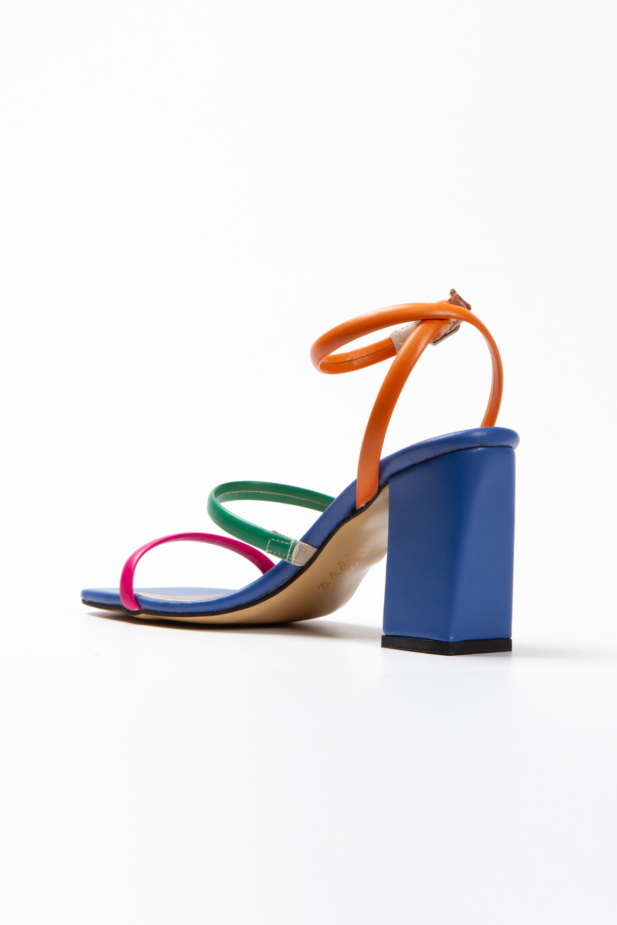 Kadın Renkli Kalın Yüksek Topuklu Biyeli Ayakkabı