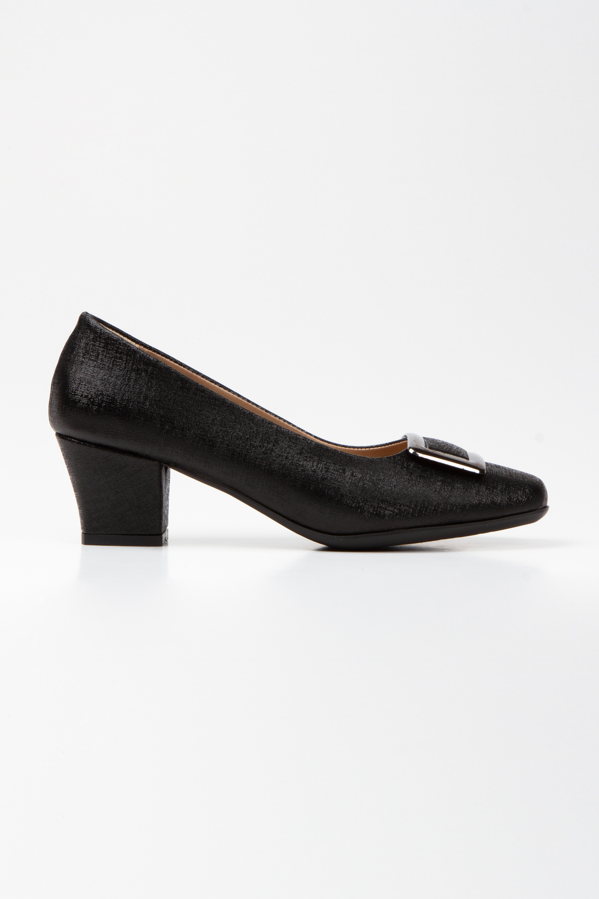 Kadın Tokalı Siyah Parıltı Günlük Yumuşak Tabanlı Ayakkabı