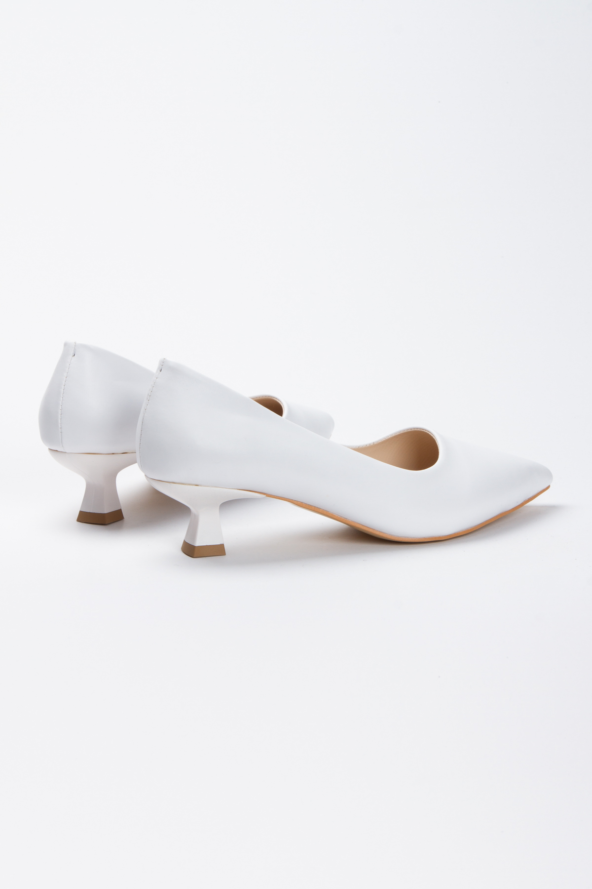 Kadın Kısa Topuklu Stiletto Beyaz