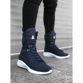 CLZ946 Bağcıklı Lacivert Yüksek Taban Boksör Unisex Spor Postal Bot