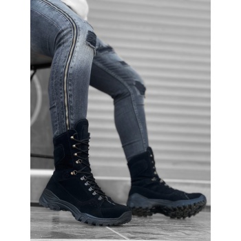 CLZ946 Bağcıklı Siyah Süet Askeri Postal Bot
