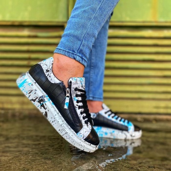 CLZ946 Crocodile  Siyah Mavi Erkek Ayakkabı