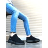 CLZ946  Kalın Yüksek Siyah Taban Siyah Bağcıklı Spor Erkek Ayakkabı