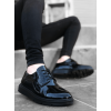 CLZ946 Bağcıklı Klasik  Siyah Siyah Taban Rugan Yüksek Taban Casual Erkek Ayakkabı