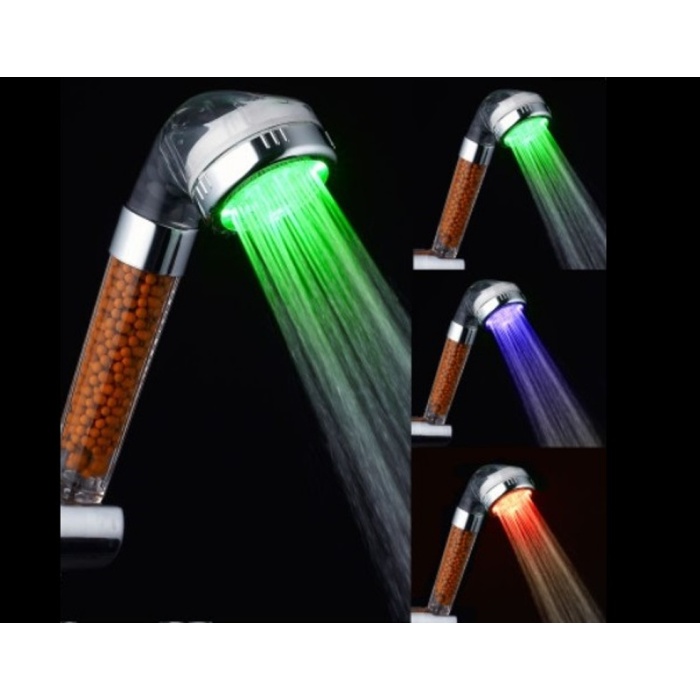 Renk Değiştiren Led Işıklı Duş Başlığı Seti- Hortum Askı Seti (Pilsiz- Elektriksiz) (CLZ)