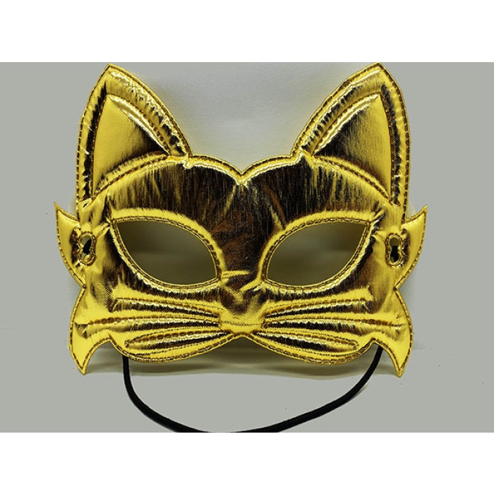 Altın Renk Kumaş Malzemeden İmal Kedi Maskesi 19x15 cm (CLZ)