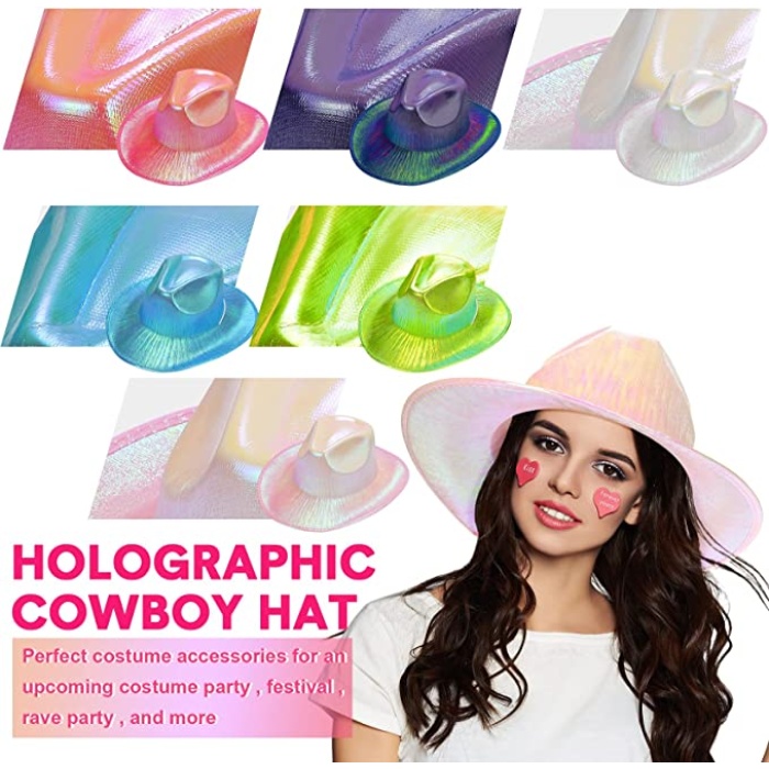 Işıltılı Kovboy Şapkası Hologramlı Parti Kovboy Şapkası Yetişkin (CLZ)