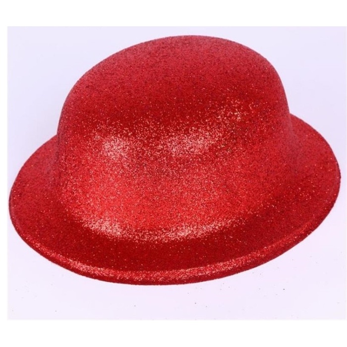 Kırmızı Renk Yuvarlak Simli Plastik Parti Şapkası (CLZ)