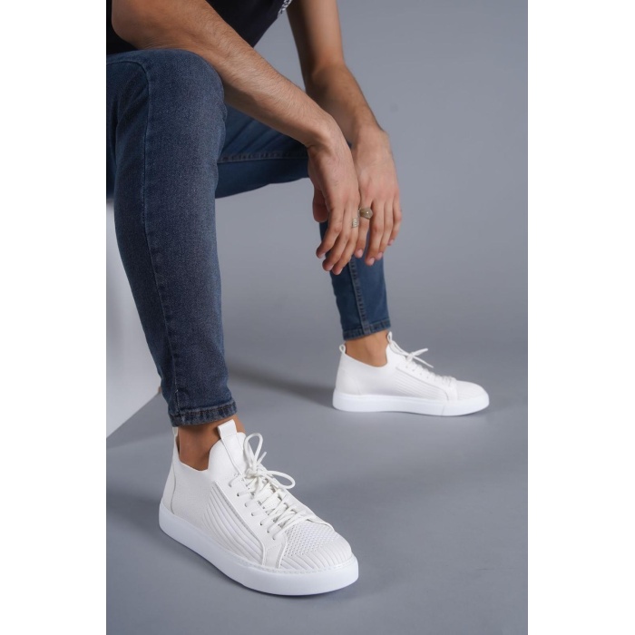 CLZ946   Beyaz Triko Bağcıklı  Günlük Erkek  Ayakkabı