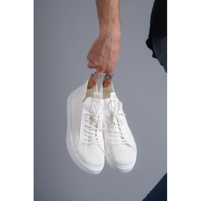 CLZ946   Beyaz Triko Bağcıklı  Günlük Erkek  Ayakkabı