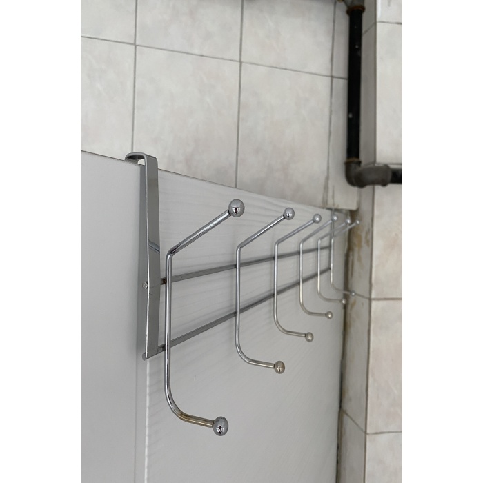 Klasik Tip,  Krom Kapı Arkası Askısı, 12 Topçuklu, Paslanmaz Kapı Üzeri Askısı, Dar Kapı Askısı
