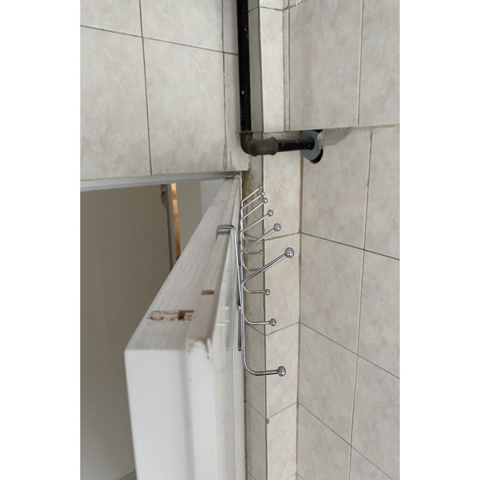Klasik Tip,  Krom Kapı Arkası Askısı, 12 Topçuklu, Paslanmaz Kapı Üzeri Askısı, Dar Kapı Askısı