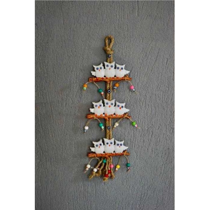 White Garden 9lu Baykuş, Duvar Süsü, Dekoratif Bahçe Balkon Süsü