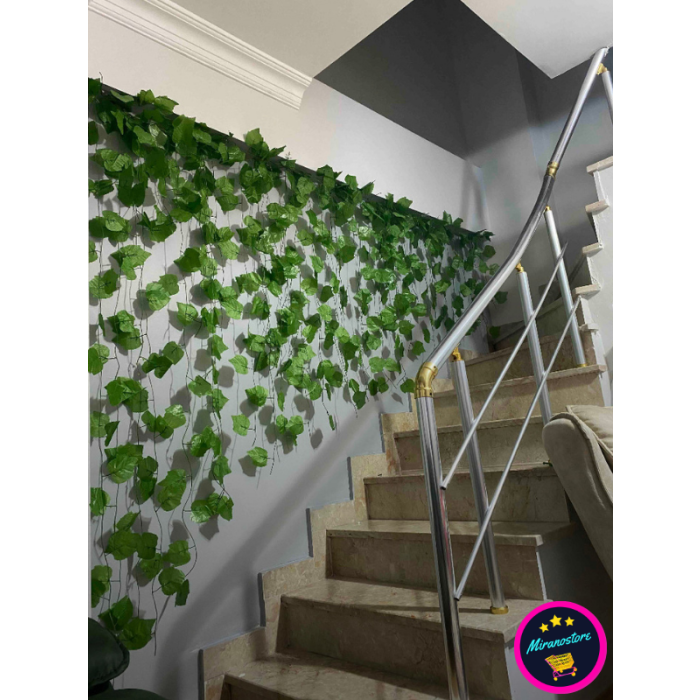 12 Adet Yapay Sarmaşık Yaprakları, 230 Cm, Bahçe Balkon Duvar Dekorasyonu