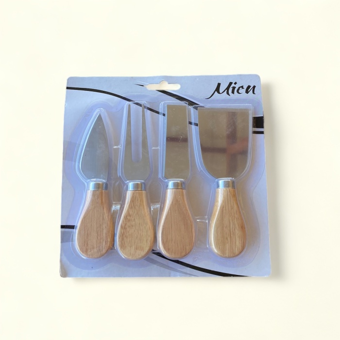 Bambu Peynir Bıçağı Sunum Seti, 4Lü Peynir Sunum Seti