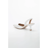 Kadın Beyaz Stiletto Arkası Açık Kısa 5 cm İNCE Topuklu  Şık  Stiletto