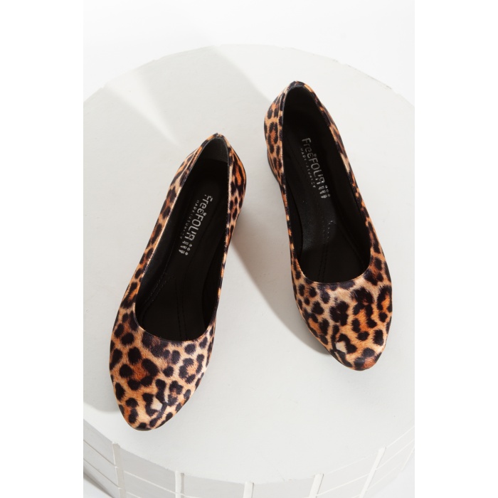 Kadın Leopar  Stiletto Kısa Kalın Topuklu Şık Stiletto