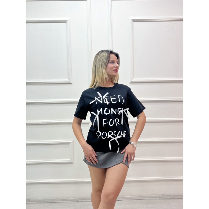 MONEY YAZILI FİYONKLU OVERSIZE TSHIRT