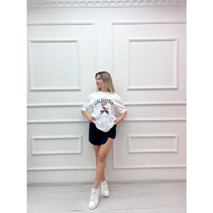 CALİFORNİA AYI BASKILI OVERSIZE TSHIRT