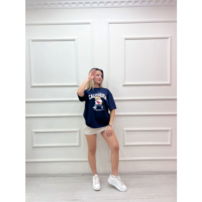 CALİFORNİA AYI BASKILI OVERSIZE TSHIRT