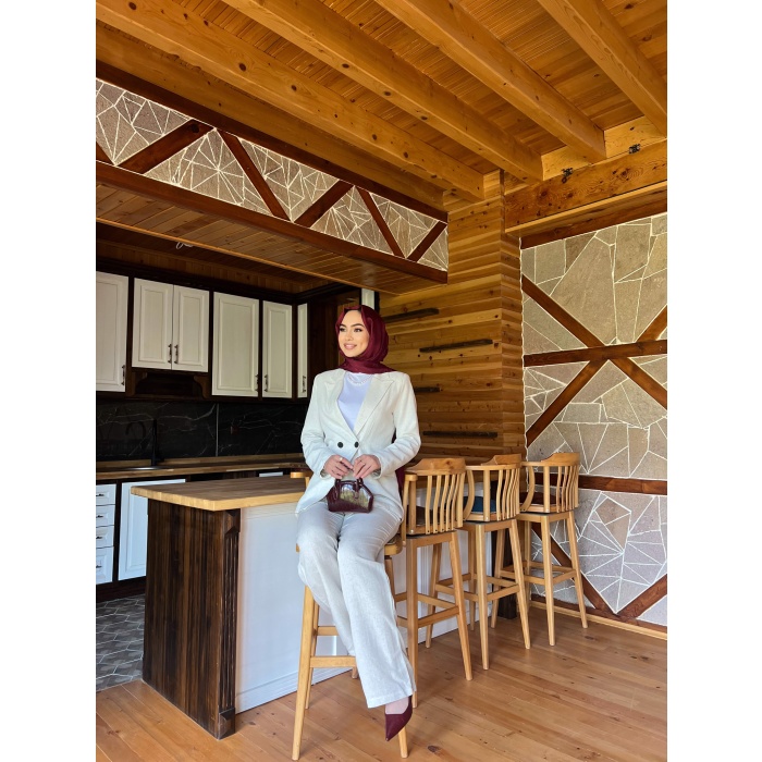 ASTARI ÇİZGİLİ KETEN BLAZER CEKET