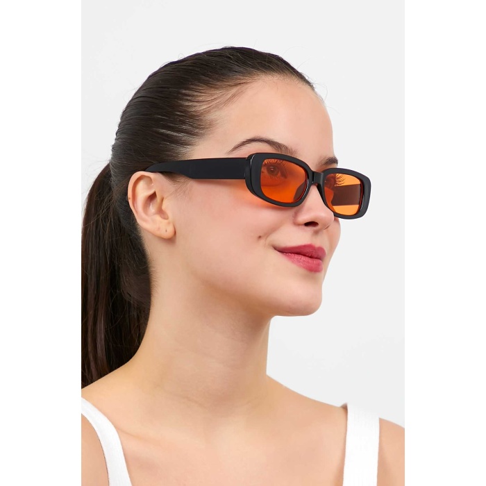 Unisex Turuncu Kare Dikdörtgen Vintage Retro Güneş Gözlüğü