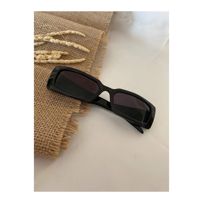 Vintage Model Baklava Desen Detaylı Siyah Bal Bej Rengi Unisex Güneş Gözlüğü