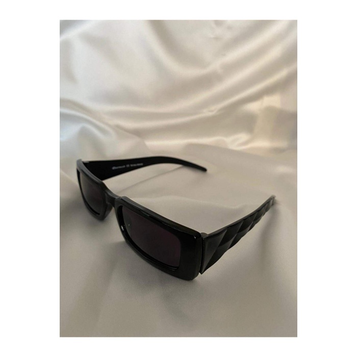 Vintage Model Baklava Desen Detaylı Siyah Bal Bej Rengi Unisex Güneş Gözlüğü