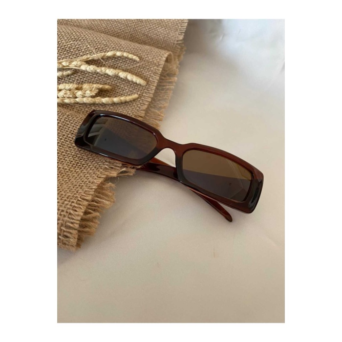Vintage Model Baklava Desen Detaylı Kahverengi Unisex Güneş Gözlüğü