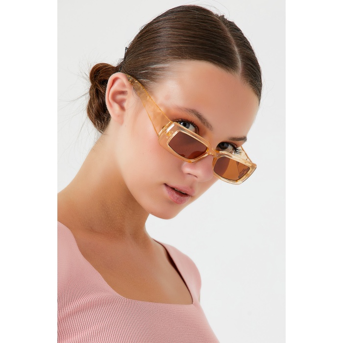 Vintage Model Baklava Desen Detaylı Bal Rengi Unisex Güneş Gözlüğü