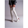 Beyaz Cilt Çift  Platform Tasarım Kadın Çizme Yüksek Topuklu Ayakkabı Brewery