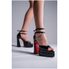 Siyah Rugan Çift  Platform Özel Tasarım Kadın Ayakkabı Otto