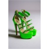 Yeşil Neon  Platform Tasarım Cam Kırığı Detaylı Kadın Ayakkabı  Jewelry