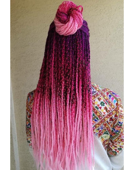 Karışık Renk Afrika Zenci Örgüsü Box Braid Sentetik Saç 60cm 100gr