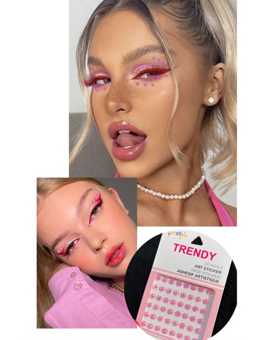 Vücut Ve Yüz Taşı/ Pembe Renk Taşlı Sticker