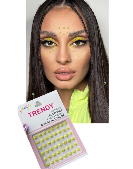 Sarı Renk Saç Vücut Ve Yüz Taşı Sticker